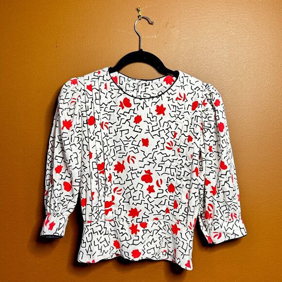 Vintage 1980s Petite Lanz Peplum Blouse – Size Small - Picture 2 of 6